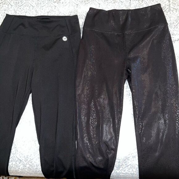 Hollister and Jennifer Lopez leggings wet look black vinyl snakeskin bundle set - Picture 2 of 8
